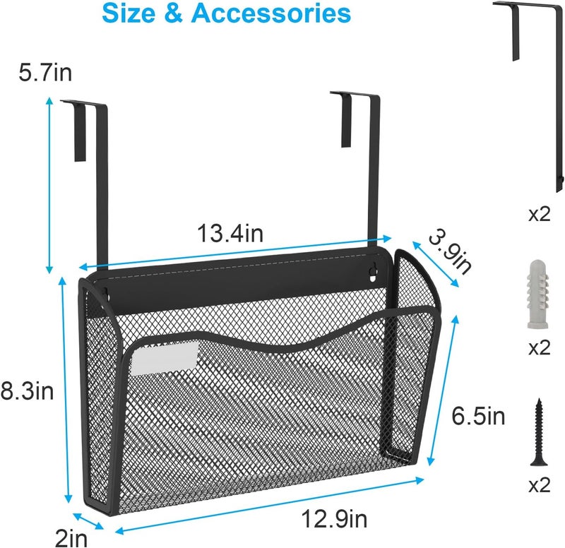 BOHDK Wall File Organizer, Mesh Hanging File Organizer, Home Office Organization and Storage, 1 Pockets Document Magazine Rack - Image 4